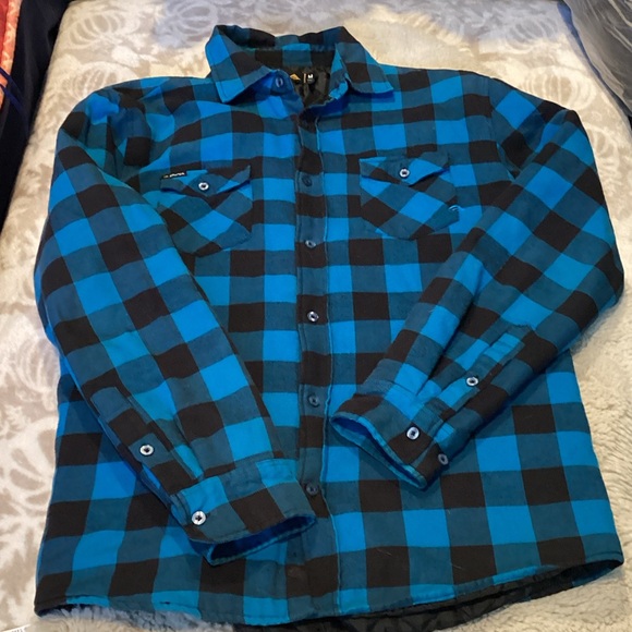 Emerica Blue and Black Vintage Hsu Plaid Men's Shacket - Picture 1 of 5